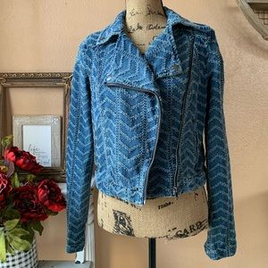 Free People Denim Motorcycle Jacket